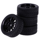 Pack of 4 Rubber Tyre Tyres Tires Wheel Rim Hex 12mm Fits for 1/10 RC Remote Controlled Racing Car 6031-8007
