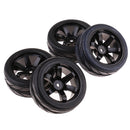 Pack of 4 Rubber Tyre Tyres Tires Wheel Rim Hex 12mm Fits for 1/10 RC Remote Controlled Racing Car 703-6085