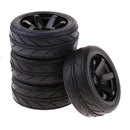 Pack of 4 Rubber Tyre Tyres Tires Wheel Rim Hex 12mm Fits for 1/10 RC Remote Controlled Racing Car 703-6085