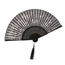 Fashionable Bamboo Foldable Chinese Handheld Fan Women Girls Prom Wedding Party Decor Accessory Black