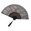 Fashionable Bamboo Foldable Chinese Handheld Fan Women Girls Prom Wedding Party Decor Accessory Black