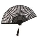 Fashionable Bamboo Foldable Chinese Handheld Fan Women Girls Prom Wedding Party Decor Accessory Black