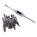 10Pcs M6-M12 Groove Tap Hand Screw Thread Taps with 1Pc M3-M12 1/16'' - 1/2'' Tap Handle Reamer Wrench