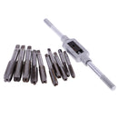 10Pcs M6-M12 Groove Tap Hand Screw Thread Taps with 1Pc M3-M12 1/16'' - 1/2'' Tap Handle Reamer Wrench