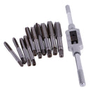 10Pcs M6-M12 Groove Tap Hand Screw Thread Taps with 1Pc M3-M12 1/16'' - 1/2'' Tap Handle Reamer Wrench