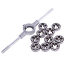 11Pieces Metric Die Wrench M6 to M12 Dies Set Long Handle Die Socket Bar Silver