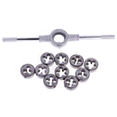 11Pieces Metric Die Wrench M6 to M12 Dies Set Long Handle Die Socket Bar Silver
