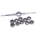 11Pieces Metric Die Wrench M6 to M12 Dies Set Long Handle Die Socket Bar Silver