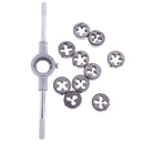 11Pieces Metric Die Wrench M6 to M12 Dies Set Long Handle Die Socket Bar Silver