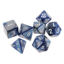7 pieces Two Colors Polyhedral Dice 16mm for Dungeons and Dragons Table Games Blue Silver