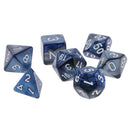 7 pieces Two Colors Polyhedral Dice 16mm for Dungeons and Dragons Table Games Blue Silver