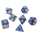7 pieces Two Colors Polyhedral Dice 16mm for Dungeons and Dragons Table Games Blue Silver