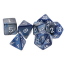 7 pieces Two Colors Polyhedral Dice 16mm for Dungeons and Dragons Table Games Blue Silver