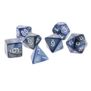 7 pieces Two Colors Polyhedral Dice 16mm for Dungeons and Dragons Table Games Blue Silver