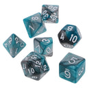 7 pieces Two Colors Polyhedral Dice 16mm for Dungeons and Dragons Table Games Green Silver
