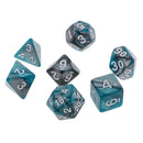7 pieces Two Colors Polyhedral Dice 16mm for Dungeons and Dragons Table Games Green Silver