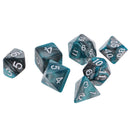 7 pieces Two Colors Polyhedral Dice 16mm for Dungeons and Dragons Table Games Green Silver