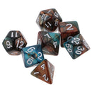 7 pieces Two Colors Polyhedral Dice 16mm for Dungeons and Dragons Table Games Green Gold