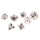 7Pcs Digital Silver Dice Multi-sided D4-D20 for Party Board Game w/ Case Toy