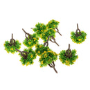 10 Pieces 5.5cm/2.2inch Plastic Miniature Model Trees Z Gauge with Yellow Flower DIY Train Layout Scenery Diorama Wargame