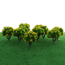 10 Pieces 5.5cm/2.2inch Plastic Miniature Model Trees Z Gauge with Yellow Flower DIY Train Layout Scenery Diorama Wargame