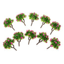 10 Pieces 5.5cm/2.2inch Plastic Miniature Model Trees Z Gauge with Rose Red Flower DIY Train Layout Scenery Diorama Wargame