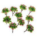 10 Pieces 5.5cm/2.2inch Plastic Miniature Model Trees Z Gauge with Rose Red Flower DIY Train Layout Scenery Diorama Wargame