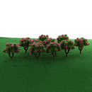 10 Pieces 5.5cm/2.2inch Plastic Miniature Model Trees Z Gauge with Rose Red Flower DIY Train Layout Scenery Diorama Wargame