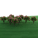 10 Pieces 5.5cm/2.2inch Plastic Miniature Model Trees Z Gauge with Rose Red Flower DIY Train Layout Scenery Diorama Wargame