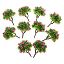 10 Pieces 5.5cm/2.2inch Plastic Miniature Model Trees Z Gauge with Rose Red Flower DIY Train Layout Scenery Diorama Wargame