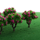 10 Pieces 5.5cm/2.2inch Plastic Miniature Model Trees Z Gauge with Rose Red Flower DIY Train Layout Scenery Diorama Wargame
