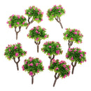 10 Pieces 5.5cm/2.2inch Plastic Miniature Model Trees Z Gauge with Rose Red Flower DIY Train Layout Scenery Diorama Wargame