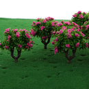 10 Pieces 5.5cm/2.2inch Plastic Miniature Model Trees Z Gauge with Rose Red Flower DIY Train Layout Scenery Diorama Wargame