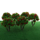 6 Pieces 1:100 HO Scale 10cm/3.39'' Model Green Trees with Red Flower Layout Train Landscape Building Park Garden Forest Scenery DIY
