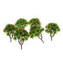 6 Pieces 1:100 HO Scale 10cm/3.39'' Model Green Trees with Red Flower Layout Train Landscape Building Park Garden Forest Scenery DIY