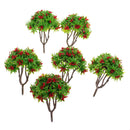 6 Pieces 1:100 HO Scale 10cm/3.39'' Model Green Trees with Red Flower Layout Train Landscape Building Park Garden Forest Scenery DIY