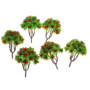 6 Pieces 1:100 HO Scale 10cm/3.39'' Model Green Trees with Red Flower Layout Train Landscape Building Park Garden Forest Scenery DIY