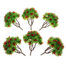 6 Pieces 1:100 HO Scale 10cm/3.39'' Model Green Trees with Red Flower Layout Train Landscape Building Park Garden Forest Scenery DIY