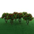 6 Pieces 1:100 HO Scale 10cm/3.39'' Model Green Trees with Red Flower Layout Train Landscape Building Park Garden Forest Scenery DIY