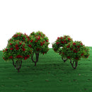 6 Pieces 1:100 HO Scale 10cm/3.39'' Model Green Trees with Red Flower Layout Train Landscape Building Park Garden Forest Scenery DIY