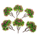 6 Pieces 1:100 HO Scale 10cm/3.39'' Model Green Trees with Rose Red Flower Layout Train Landscape Building Park Garden Forest Scenery DIY