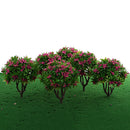 6 Pieces 1:100 HO Scale 10cm/3.39'' Model Green Trees with Rose Red Flower Layout Train Landscape Building Park Garden Forest Scenery DIY