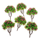 6 Pieces 1:100 HO Scale 10cm/3.39'' Model Green Trees with Rose Red Flower Layout Train Landscape Building Park Garden Forest Scenery DIY