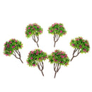 6 Pieces 1:100 HO Scale 10cm/3.39'' Model Green Trees with Rose Red Flower Layout Train Landscape Building Park Garden Forest Scenery DIY