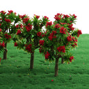 10 Pieces Plastic Model Trees with Red Flower Layout Train Railroad Landscape Scenery 1:200 Z Scale Building Kits Toys DIY