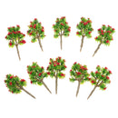 10 Pieces Plastic Model Trees with Red Flower Layout Train Railroad Landscape Scenery 1:200 Z Scale Building Kits Toys DIY