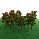 10 Pieces Plastic Model Trees with Red Flower Layout Train Railroad Landscape Scenery 1:200 Z Scale Building Kits Toys DIY