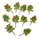 10 Pieces Plastic Model Trees with Red Flower Layout Train Railroad Landscape Scenery 1:200 Z Scale Building Kits Toys DIY
