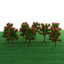 10 Pieces Plastic Model Trees with Red Flower Layout Train Railroad Landscape Scenery 1:200 Z Scale Building Kits Toys DIY