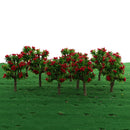 10 Pieces Plastic Model Trees with Red Flower Layout Train Railroad Landscape Scenery 1:200 Z Scale Building Kits Toys DIY